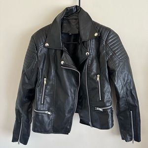 Womens Faux Leather Biker Jacket